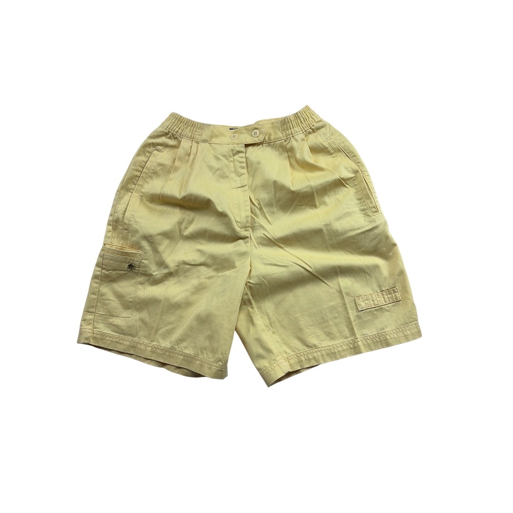 Vintage Charter Club Womens butter yellow Shorts Elastic Waist 4 Pleated Front